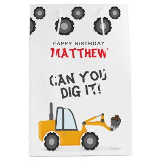 Construction Truck Birthday  Medium Gift Bag