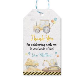 Construction Truck Loads Of Fun Birthday Thank You Gift Tags