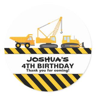 Construction Trucks Birthday Party Favor Sticker
