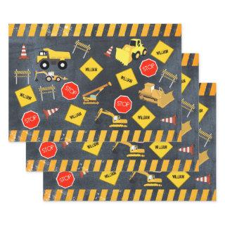 Construction Trucks Heavy Machinery Boy Name  Sheets