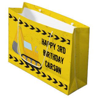 Construction Vehicle Boys Custom Kids Birthday Large Gift Bag
