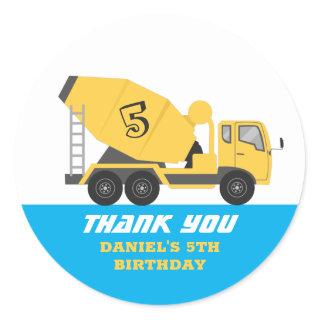 Construction Vehicle for Boys Kids Birthday Party Classic Round Sticker