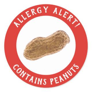 Contains Peanuts Warning - Allergy Alert Classic Round Sticker