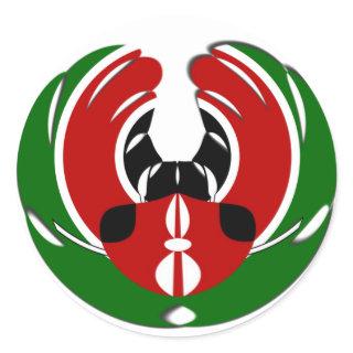 Contemporary Edgy Kenyan Flag Pattern Art Design. Classic Round Sticker