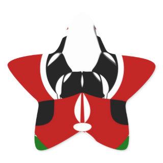 Contemporary Edgy Kenyan Flag Pattern Art Design. Star Sticker