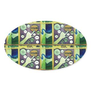 Contemporary Fun Mosaic Art Print – A Playful   Oval Sticker