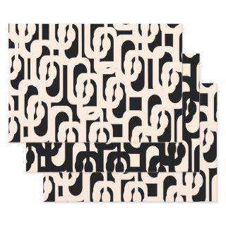 Contemporary Glam Loop Pattern in Black and Cream  Sheets