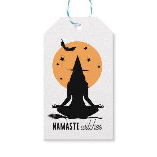 Contemporary Halloween yoga Witch Gift Tags