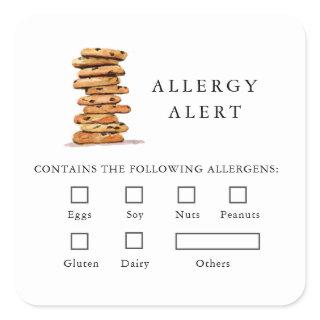 Cookie Bakery Food Safety Allergy Alert  Square Sticker