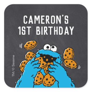 Cookie Monster Birthday Chalkboard Square Sticker