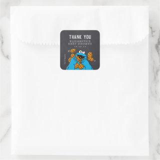 Cookie Monster Chalkboard Baby Shower Thank You Square Sticker