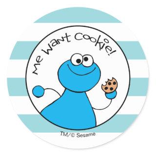 Cookie Monster Doodley Graphic Classic Round Sticker
