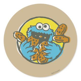 Cookie Monster Retro Classic Round Sticker