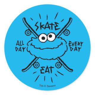 Cookie Monster Skate Logo - Skate, Eat, 24/7 Classic Round Sticker