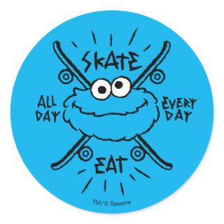 Cookie Monster Skate Logo - Skate, Eat, 24/7 Classic Round Sticker