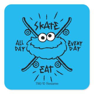 Cookie Monster Skate Logo - Skate, Eat, 24/7 Square Sticker