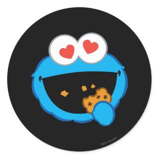 Cookie Smiling Face with Heart-Shaped Eyes Classic Round Sticker