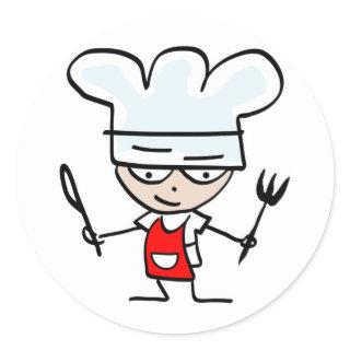 Cooking gifts with funny cartoon - Humorous design Classic Round Sticker