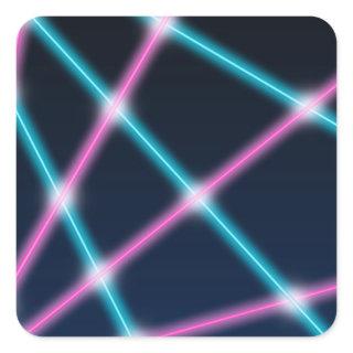 Cool 80s Laser Light Show Background Retro Neon Square Sticker