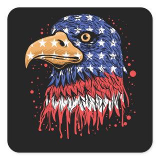 Cool American Flag Eagle Art - USA flag Square Sticker