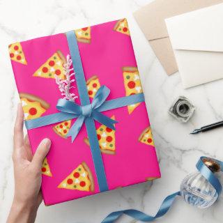 Cool and fun pizza slices pattern hot pink