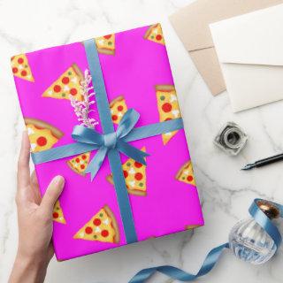 Cool and fun pizza slices pattern neon pink