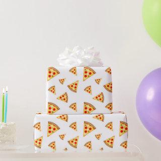 Cool and fun pizza slices pattern on white