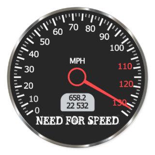 Cool And Funny Car Speedometer Classic Round Sticker