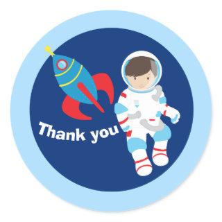 Cool Astronaut Rocket Ship Boys Birthday Party Classic Round Sticker