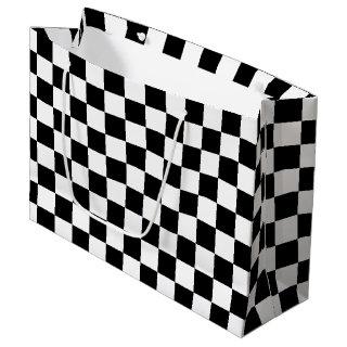 Cool Black And White Checkered Flag Pattern Large Gift Bag