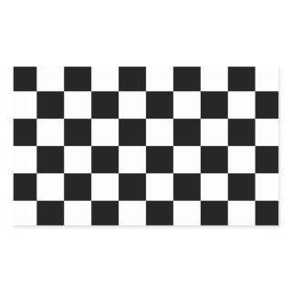 Cool Black And White Checkered Flag Pattern Rectangular Sticker