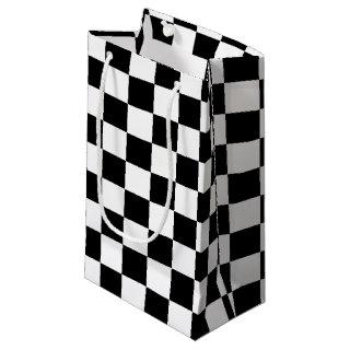 Cool Black And White Checkered Flag Pattern Small Gift Bag