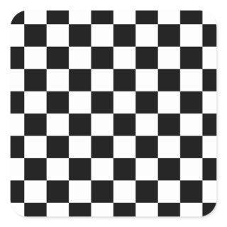 Cool Black And White Checkered Flag Pattern Square Sticker