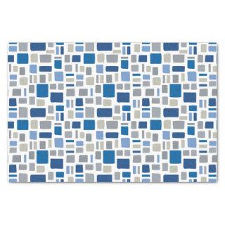 Cool Blue & Gray Colors Wonky Squares & Rectangles Tissue Paper