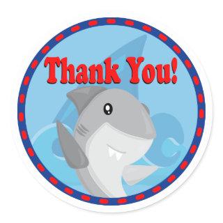 Cool Boy Shark Birthday Thank You Party Favor Tag