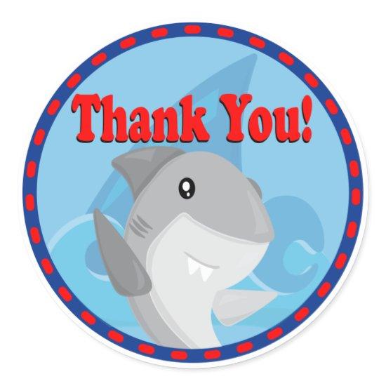 Cool Boy Shark Birthday Thank You Party Favor Tag