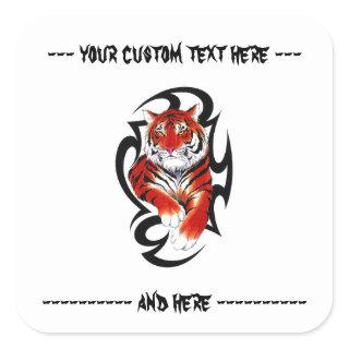 Cool cartoon tattoo symbol feral Tribal Tiger Square Sticker