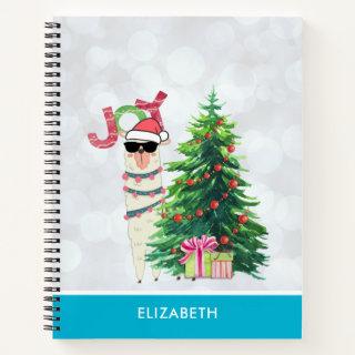 Cool Christmas Llama | Joy Typography Notebook