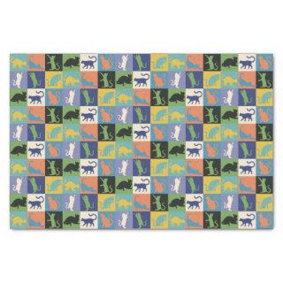 Cool Colorful Cats in Quilt Squares Tissue Paper