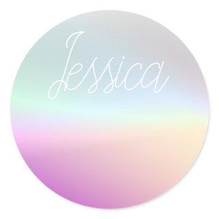 Cool Colorful Ombre Gradients & Your Script Classic Round Sticker