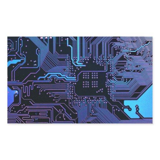 Cool Computer Circuit Board Blue Rectangular Sticker