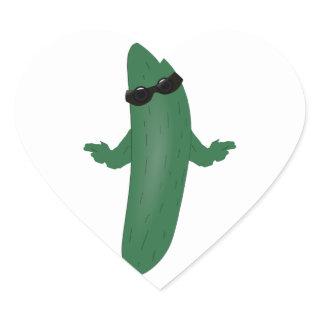 Cool Cucumber Heart Sticker