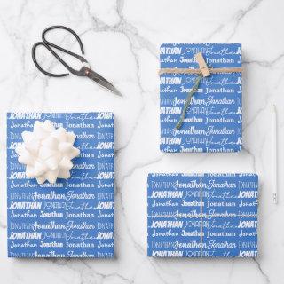Cool Custom Blue Name Typography Birthday  Sheets