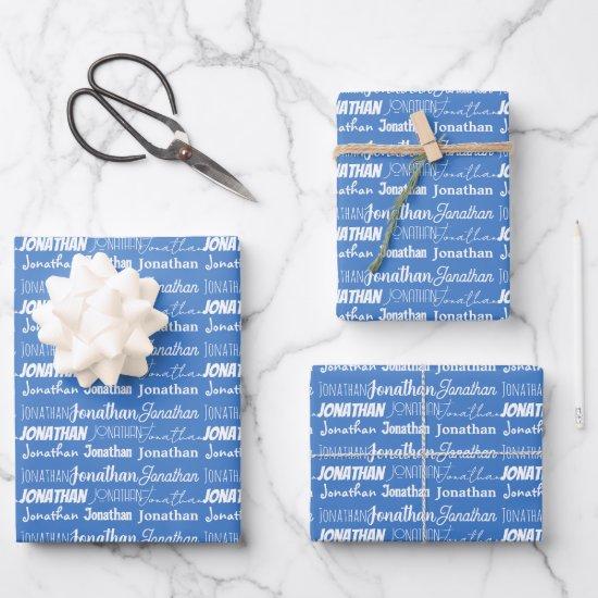 Cool Custom Blue Name Typography Birthday  Sheets