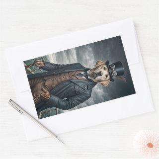 Cool Elegant Victorian Steampunk Labrador Dog Art Rectangular Sticker