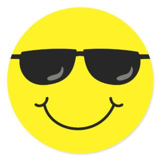 Cool Emoji Face with Sunglasses Classic Round Sticker