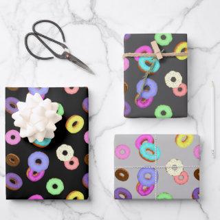Cool fun colorful donuts pattern black  sheets