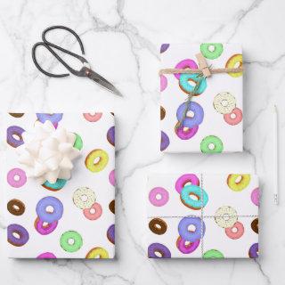 Cool fun colorful donuts pattern white  sheets