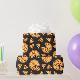 Cool fun pizza and slices pattern on dark gray