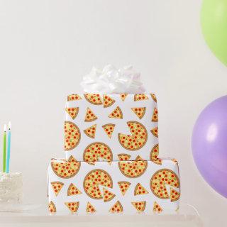 Cool fun pizza and slices pattern on white